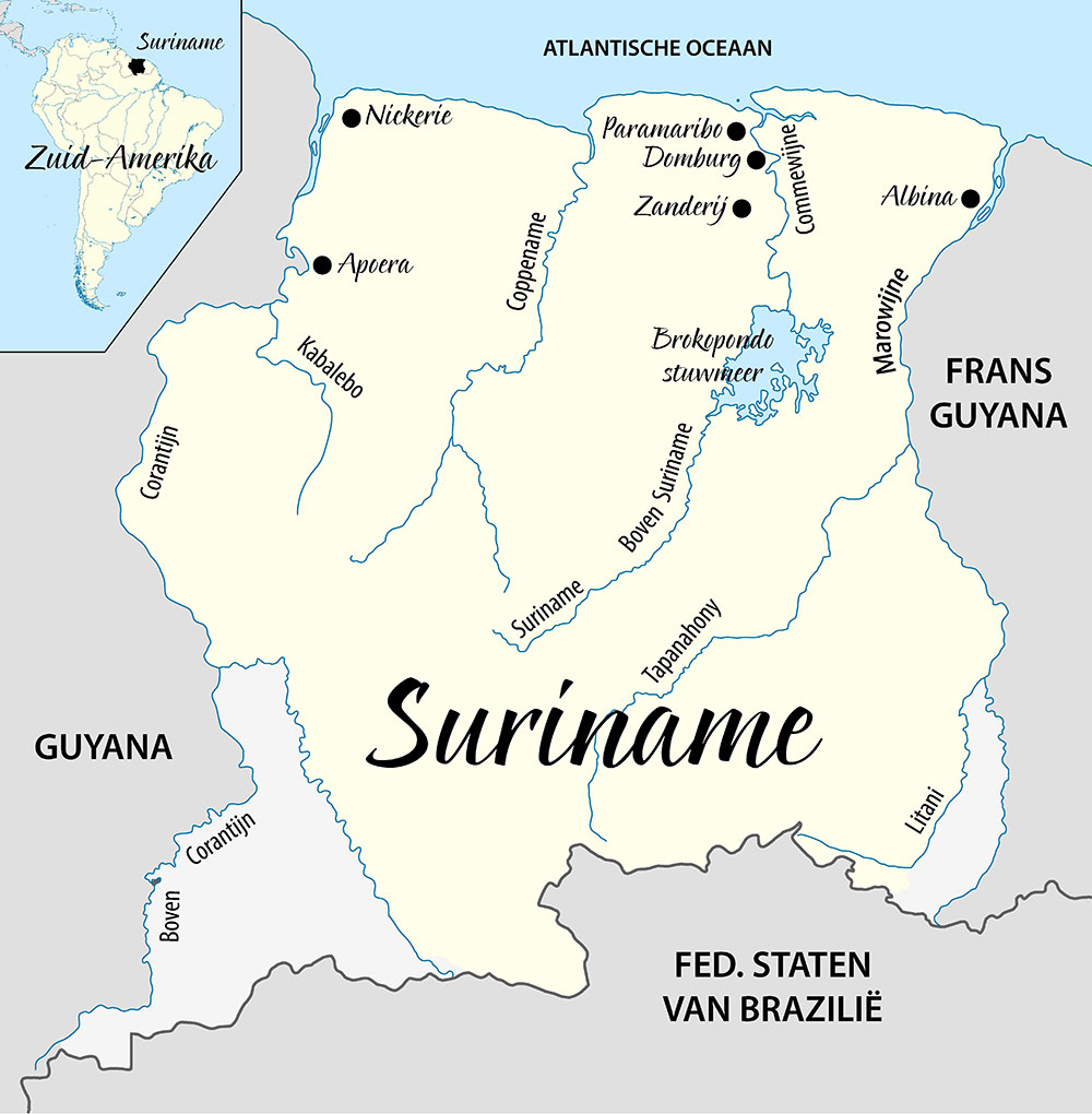 Kaart Suriname