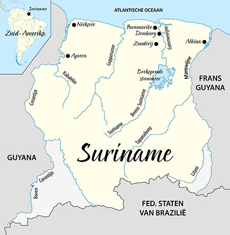 Kaart Suriname